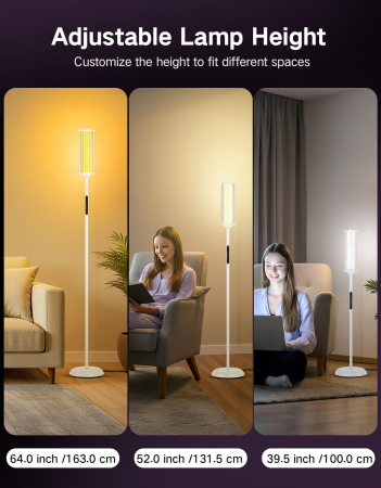 AM296 - Lampadar de podea RGBICW Smart LED , lampa de podea cu control app si telecomanda, 16M culori, 32 moduri, sincronizare muzica, veioza reglabila 2200K-6500K, 1500lm, Alb [2]
