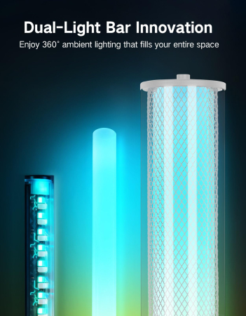 AM296 - Lampadar de podea RGBICW Smart LED , lampa de podea cu control app si telecomanda, 16M culori, 32 moduri, sincronizare muzica, veioza reglabila 2200K-6500K, 1500lm, Alb [5]