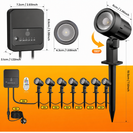 AM314 - Ghirlanda Luminoasa Decorativa SMART LED IP44 33.3m Adymel®, 40+2 becuri LED G40 incluse, Control Aplicatie + Telecomanda, Timer Smart, exterior, lumina calda 2700K, Music Sync, potrivita pentru Craci [1]