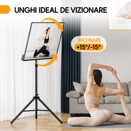 Suport TV Tripod pentru televizor 25–70 Inch, portabil, transportabil, Reglabil pe Inaltime, Inclinare ±15°, VESA 600x400, suporta 49 kg, foarte stabil, Negru [5]