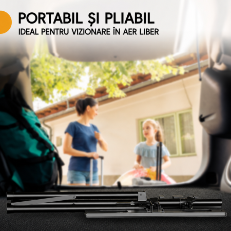 Suport TV Tripod pentru televizor 25–70 Inch, portabil, transportabil, Reglabil pe Inaltime, Inclinare ±15°, VESA 600x400, suporta 49 kg, foarte stabil, Negru [1]