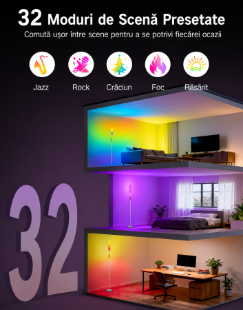 AM312 - Lampadar de podea RGBICW Smart LED, Gri [7]