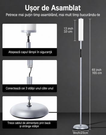 AM312 - Lampadar de podea RGBICW Smart LED, Gri [4]