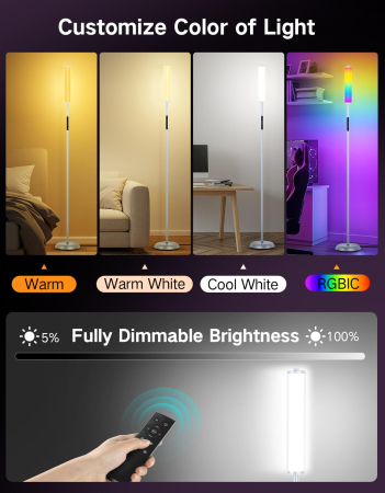 AM312 - Lampadar de podea RGBICW Smart LED, Gri [1]