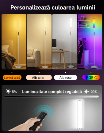 AM312 - Lampadar de podea RGBICW Smart LED, Gri [1]