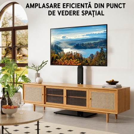 AM315 - Suport TV pentru televizor 30-70 inch Bontec®, plat si curbat, cu sticla securizata, suporta greutate pana la 40 kg, VESA pana la 600 x 400 mm, brat pivotant, inaltime ajustabila, prinderi din otel, m [7]