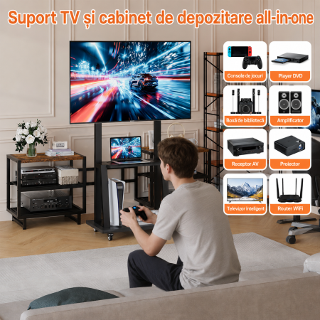 AM318 - Suport TV pentru Televizor 32-75 Inch si 2 comode [2]