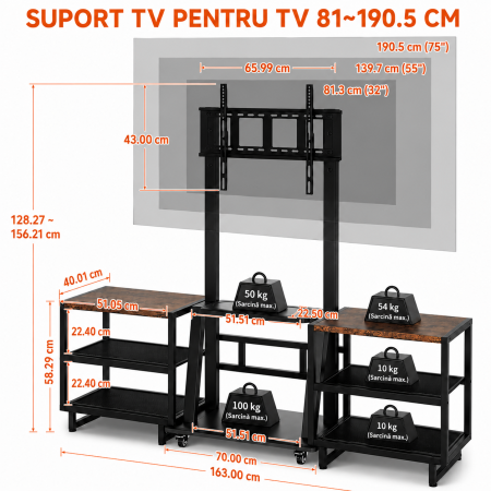 AM318 - Suport TV pentru Televizor 32-75 Inch si 2 comode [3]