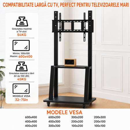 AM318 - Suport TV pentru Televizor 32-75 Inch si 2 comode [5]