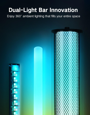 Lampa smart LED de podea RGBICW cu Abajur Dublu, Negru [5]