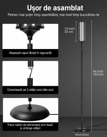 Lampa smart LED de podea RGBICW cu Abajur Dublu, Negru [7]
