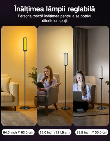Lampa smart LED de podea RGBICW cu Abajur Dublu, Negru [3]