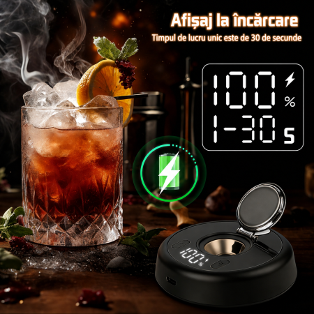 Afumator Cocktail Electric cu LED, Cocktail Smoker Kit cu 6 Tipuri Rumegus Natural [4]