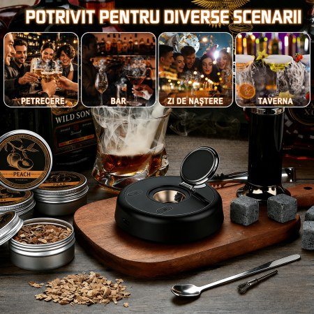 Afumator Cocktail Electric cu LED, Cocktail Smoker Kit cu 6 Tipuri Rumegus Natural [5]