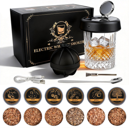 Toate produsele - Afumator Cocktail Electric cu LED, Cocktail Smoker Kit cu 6 Tipuri Rumegus Natural