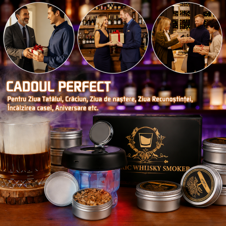 Afumator Cocktail Electric cu LED, Cocktail Smoker Kit cu 6 Tipuri Rumegus Natural [7]