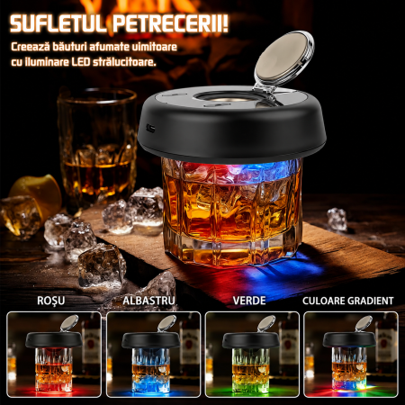 Afumator Cocktail Electric cu LED, Cocktail Smoker Kit cu 6 Tipuri Rumegus Natural [2]