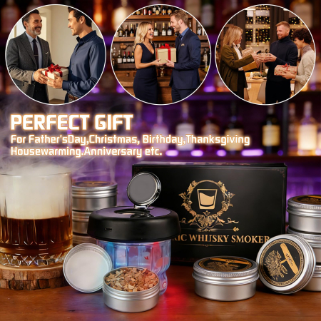 Afumator Cocktail Electric cu LED, Cocktail Smoker Kit cu 6 Tipuri Rumegus Natural [7]