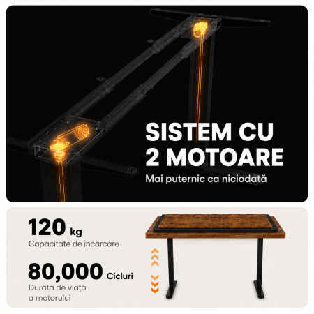 Cadru Birou Electric ErGear® 107-175 CM, Negru [4]