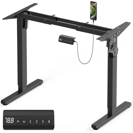 Casa & Birou - Cadru Birou Reglabil Electric Dual Motor, 150Kg, 2 Memorii, Inaltime 71-118cm, Latime Ajustabila 100-145cm