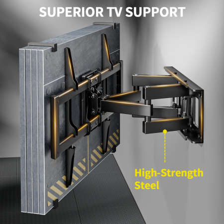 Pachet Suport TV de perete, pentru televizor 37–80 inch, compatibil vesa pana la 600x400, functie inclinare, retractare, rotire si nivelare, montaj rapid cu blocare automata si Prelungitor 3000 W de 5 metri lungime [5]