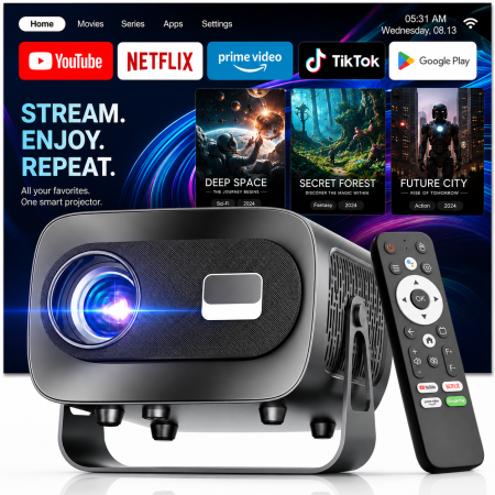 Casa & Birou - Mini Videoproiector Licentiat Netflix si Youtube ZENTALITY® 1000 ANSI