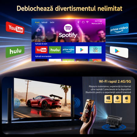 Mini Videoproiector Licentiat Netflix si Youtube ZENTALITY® 1000 ANSI [4]