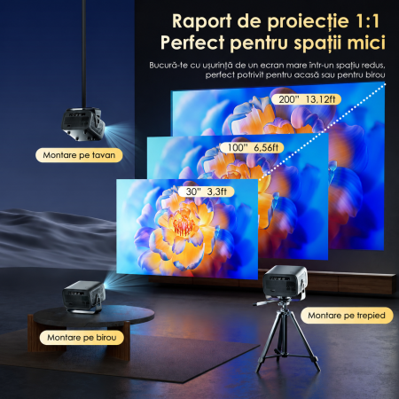 Mini Videoproiector Licentiat Netflix si Youtube ZENTALITY® 1000 ANSI [6]