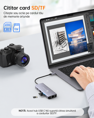 Set Hub USB-C 8-in-1 NOVOO® R8C Pro + Hub USB 3.0 [5]