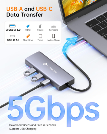 Set Hub USB-C 8-in-1 NOVOO® R8C Pro + Hub USB 3.0 [6]