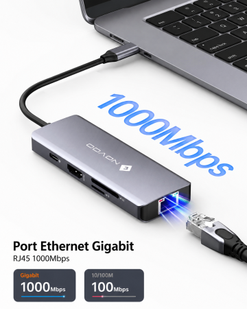 Set Hub USB-C 8-in-1 NOVOO® R8C Pro + Hub USB 3.0 [4]