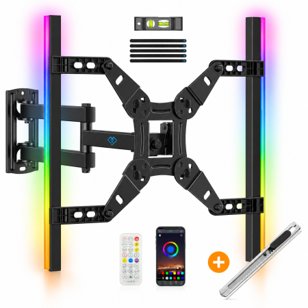 Suporturi TV - Pachet Suport TV de Perete PERLESMITH® cu Lumina LED + Cutter