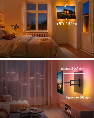 Pachet Suport TV de Perete PERLESMITH® cu Lumina LED + Cutter [6]