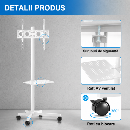 Suport TV pentru televizor 21-60 inch, Alb [4]