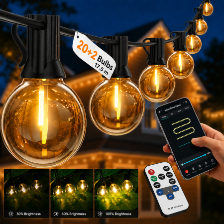 Casa & Birou - Ghirlanda luminoasa Smart LED pentru exterior, lungime 17.5 m