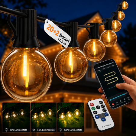Casa & Birou - Ghirlanda luminoasa Smart LED pentru exterior, lungime 17.5 m