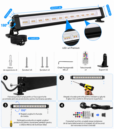 AM341 - Set Proiector LED Liniar RGB 44 cm [2]