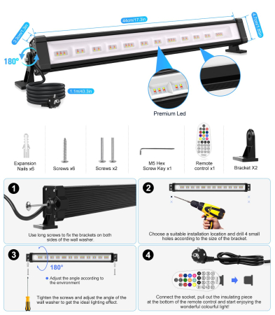 AM342 - Set 2 Proiectoare LED Liniar RGB 44 cm [2]