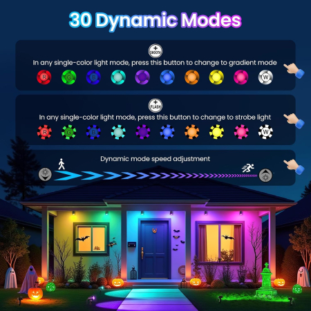 Set 8 Spoturi LED RGB Exterior, 100 lm/Spot, Cablu 23 m, Telecomanda, IP66 + Cutter [2]