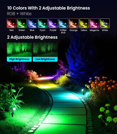 Set 8 Spoturi LED RGB Exterior, 100 lm/Spot, Cablu 23 m, Telecomanda, IP66 + Cutter [4]