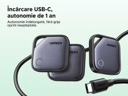 Set 4 Trackere Bluetooth Android, Google Find Hub, USB-C, Autonomie pana la 12 Luni [3]