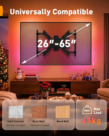 Suport TV 25-65 inch LED RGB, Brat Articulat, VESA 400x400, 45 kg + Cutter [1]