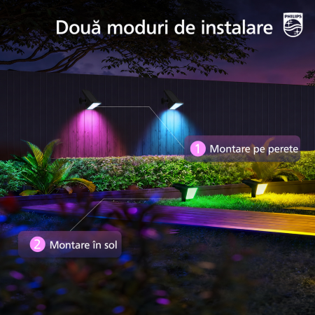 Lampi Solare LED RGBW Exterior, 18 LED, 9 Moduri, Montaj 2 in 1 + Cutter 130 mm [3]