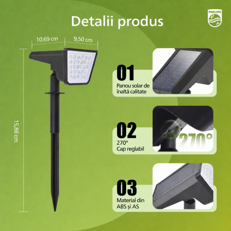 Set 4 Lampi Solare LED Exterior, 28 LED, 1200 mAh, Montaj 2 in 1 + Cutter 130 mm [2]
