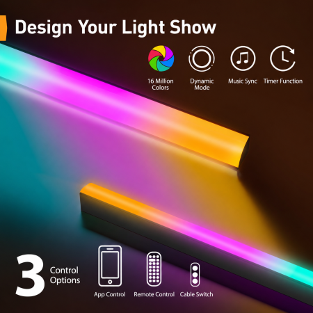 Suport TV Masa 24-60 inch, LED RGB, Rotire ±50°, VESA 400x400, 45 kg + Cutter [6]