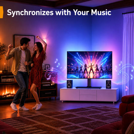 Suport TV Masa 24-60 inch, LED RGB, Rotire ±50°, VESA 400x400, 45 kg + Cutter [7]