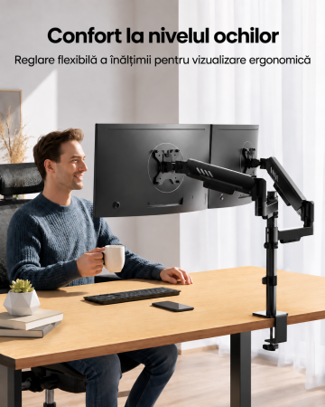 Suport profesional ErGear pentru 2 monitoare 13-32 inch [6]