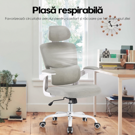 Scaun ergonomic de birou alb-gri [5]
