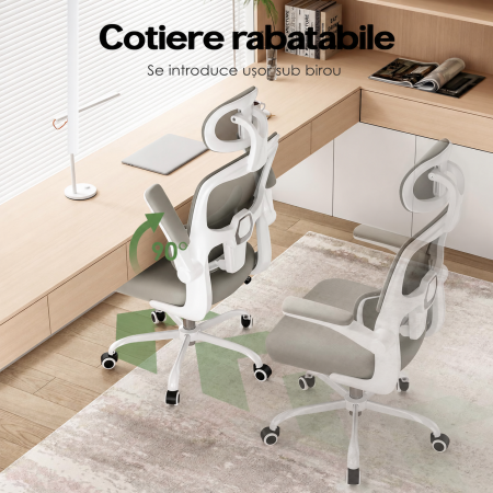 Scaun ergonomic de birou alb-gri [4]