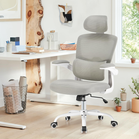 Casa & Birou - Scaun ergonomic de birou alb-gri